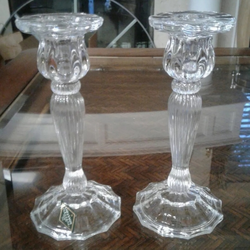 Pair Shannon by Godinger Crystal HandCrafted Candle Stick